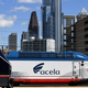 An Acela train going through Philadelphia